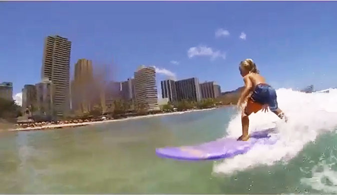 The 5-year-old son of Andy Irons is just that: a 5-year-old. He's skateboarding, surfing, and scuffing his knees. And that's the way it should be.