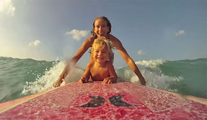 Surfing Mom and Baby