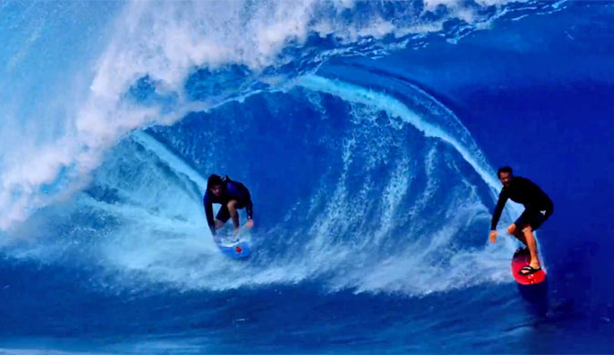 Double barrel Hollywood Shuts Down Teahupoo Mid-Swell for Point Break 2