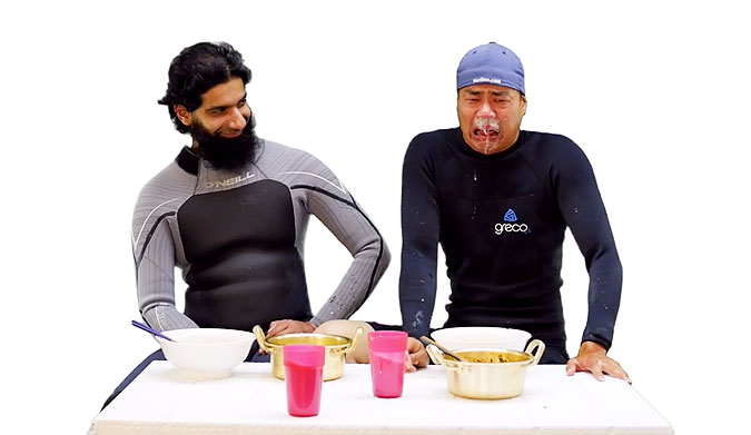 This time, it wasn't saltwater coming out of his nose. It was a mixture of spicy octopus, puke, and milk.