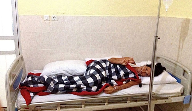 She had to be rushed to the hospital and given six bags of fluid.