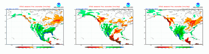 Bryan Allegretto: "Now look at the evolution of the CFSV2 over the next eight months. It may not be exactly been there, done that, but it certainly is something that if one looks back and has the right analog tool, can find the linkage in the patterns and be confident of normal to above normal precip over the next year across the southern tier of the US, and especially the southwest and southern plains."