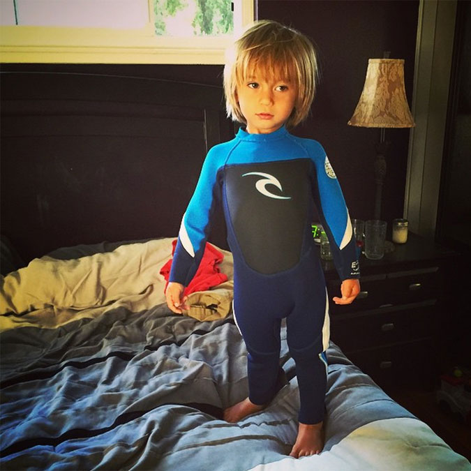 Kai is never concerned about the water temp or whether or not the sun is out. He just wants to get out there.
