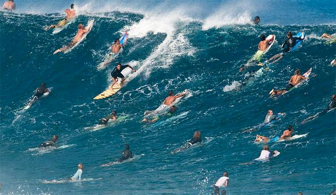 It goes without saying not anyone can paddle out at Pipe. Photo: Chuck Babbit