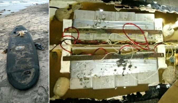 After the board washed, authorities found 20 pounds of meth inside.