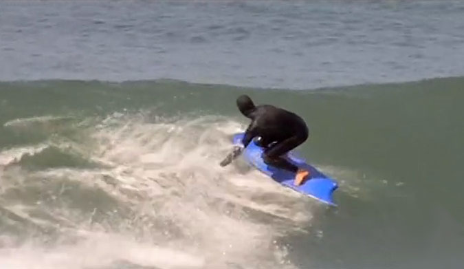 A finless, asymmetrical little wave slider, Burch makes it look easy in a way that only Burch could pull off.