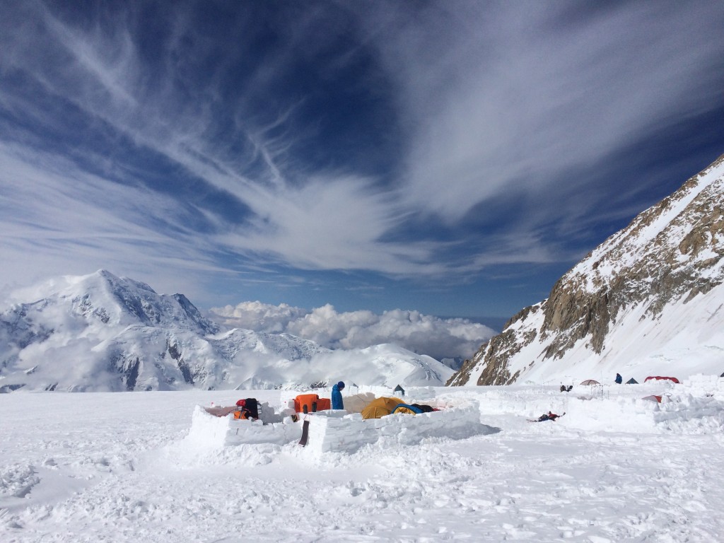 Our camp at 14, as seen on the last day of high-pressure before we entered the prolonged misery of a series of storms.