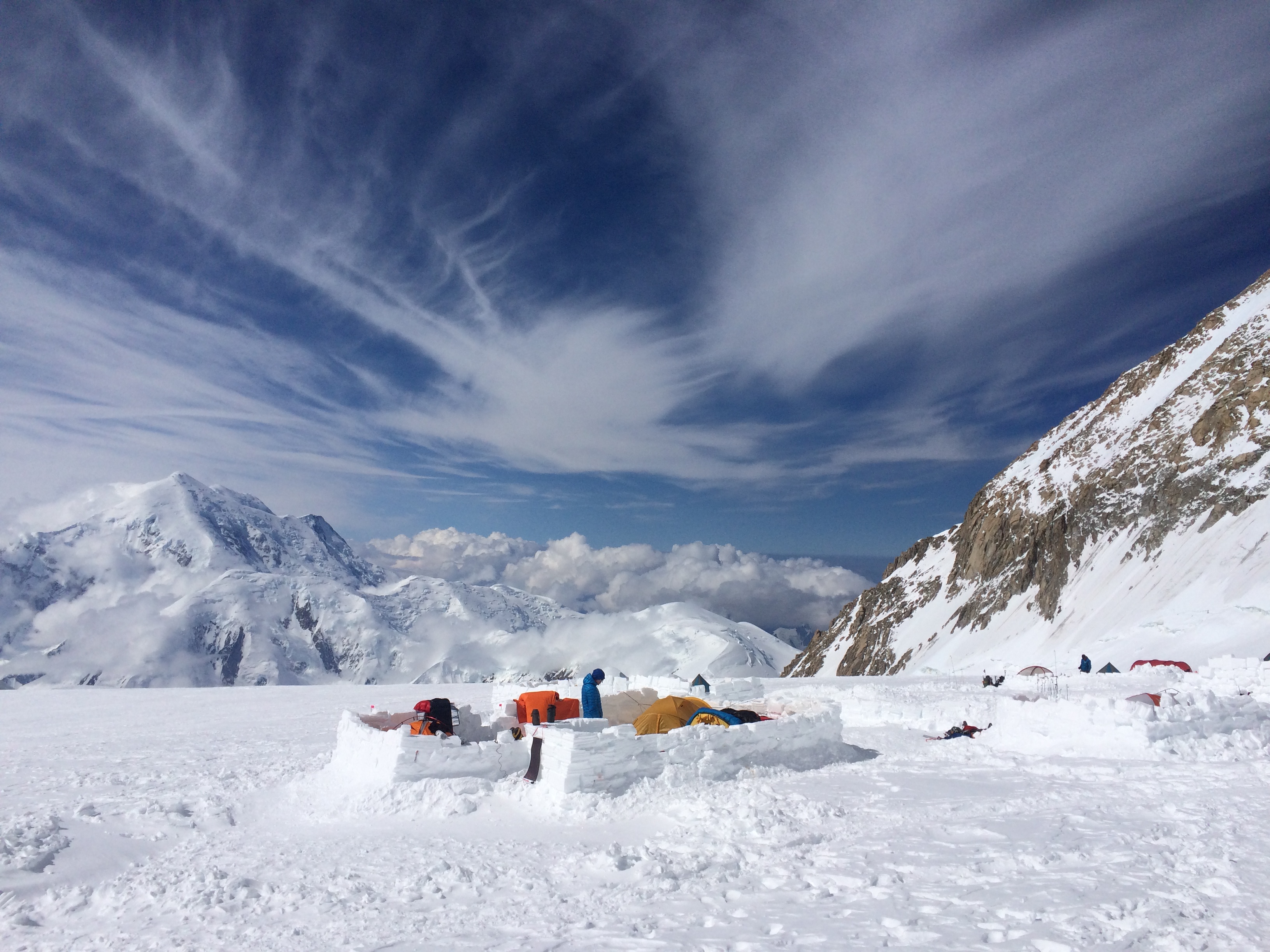 Our camp at 14, as seen on the last day of high-pressure before we entered the prolonged misery of a series of storms.
