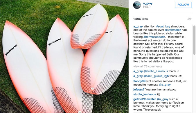 Seth Moniz Boards Stolen