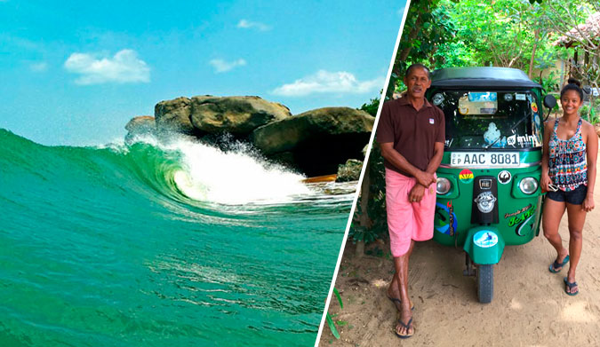 Grab that tuk tuk and go exploring other breaks. Chances are your driver will jump in to surf with you. Like this local surf legend Jaya Yakadiya (Ironman).