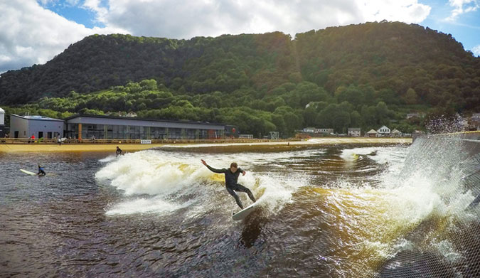 GoPro CEO, Nick Woodman, and Kalani Robb Shred Surf Snowdonia Wavegarden