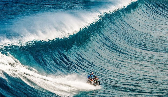 Robbie Maddison Surf Teahupoo on Motor Bike