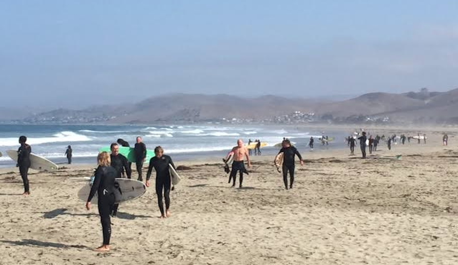 Surfers fled the water on Wednesday at Morro bay after a shark sighting. Photo: KSBY/Dawn Feuerberg