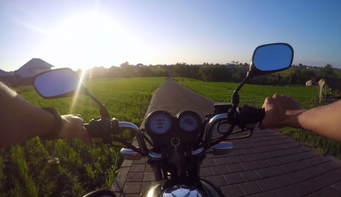 The official Balinese commuter's dashboard view.