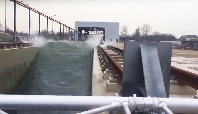 In a massive concrete tank called the Delta Flume, they created the world's biggest man-made wave–just over 5 meters, or 15 feet.