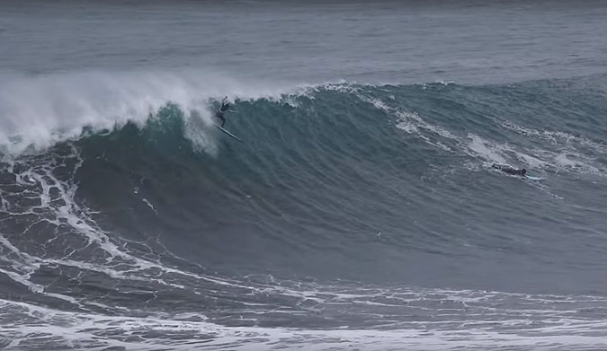 Maria found herself looking at the wave of the day–but she was just a little too deep.