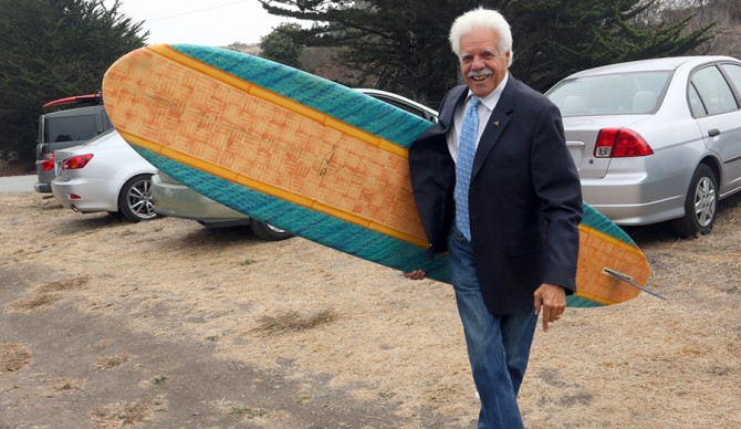 Taking her with me to a press conference for The Surfrider Foundation's battle to protect access to Martins Beach.