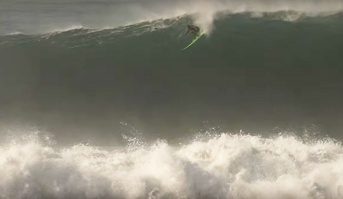 Nobody paddles on huge days at Nazaré.