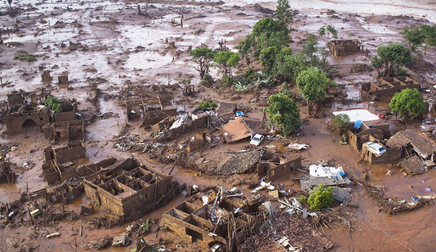 The town of Bento Rodrigues, Brazil, was decimated in what was the start of the "worst environmental disaster in Brazil's history." Photo: Felipe Dana/AP