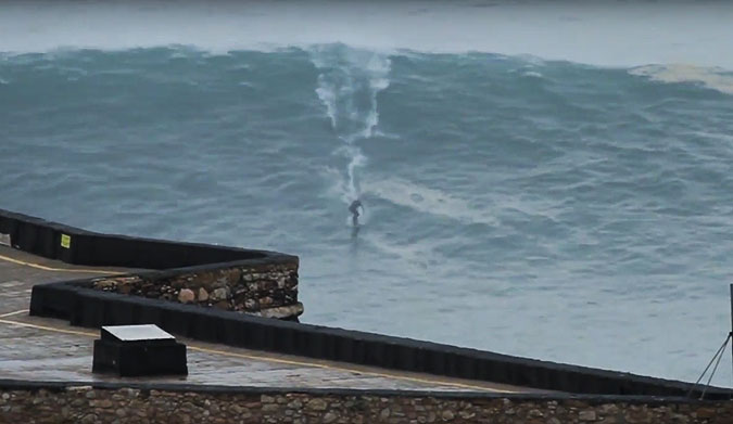 Early this month, Portugal's most famous wave lit up.