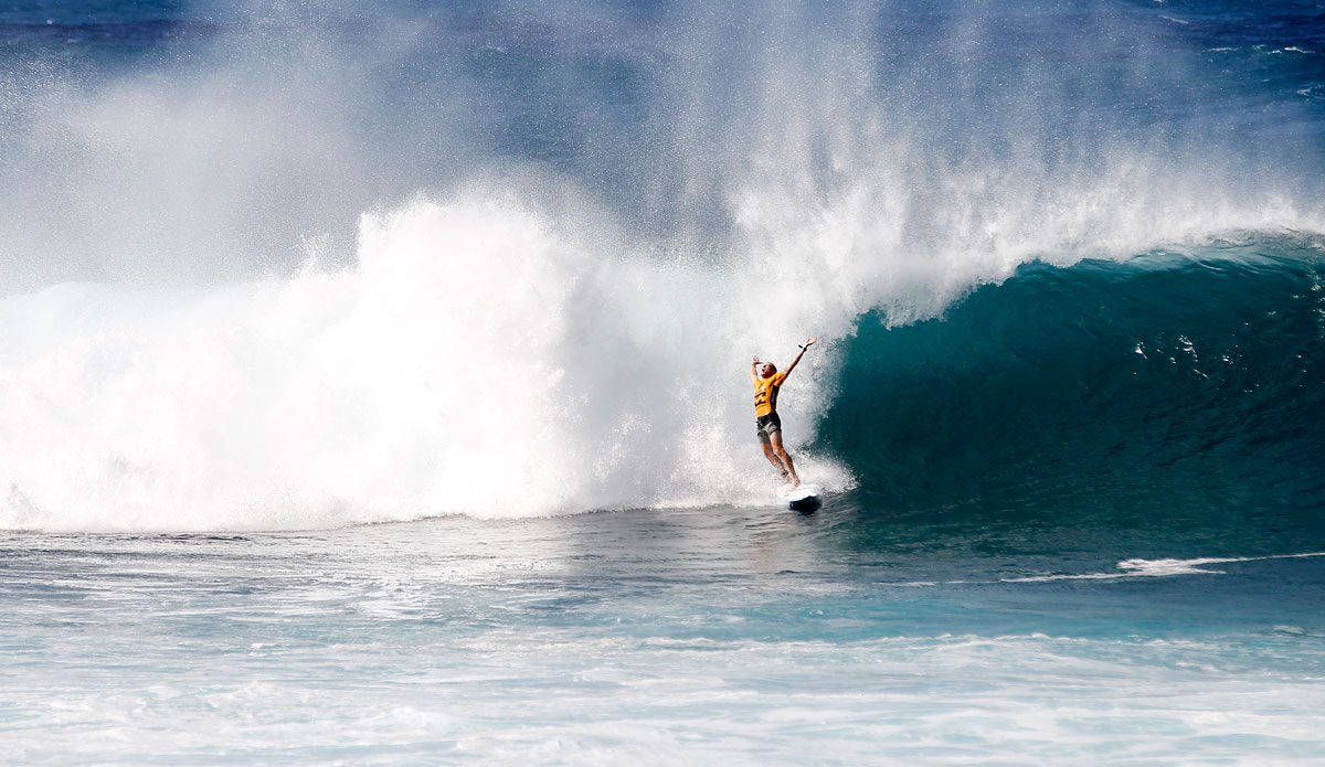 After a long wait, things on the North Shore got moving yesterday as another big swell filled in, making for one epic day of competition.