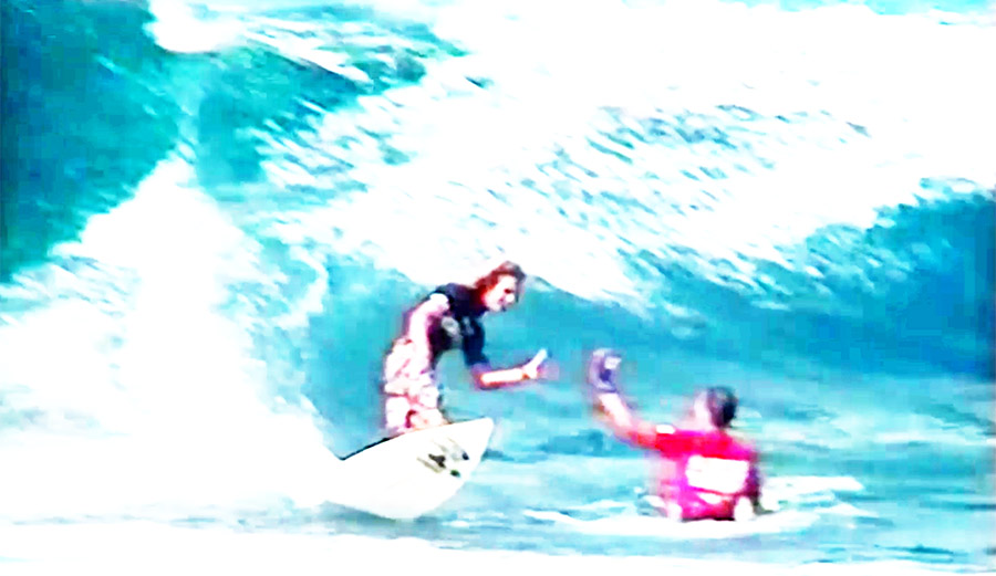 Rob Machado Kelly Slater High Five