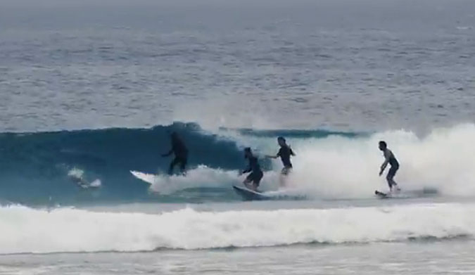 After a decent flat spell, the waves turned on at Australia's most crowded arena. And of course, because Australia is full of surfers, it looks like almost everyone in Australia showed up. Doesn't it look terrible?