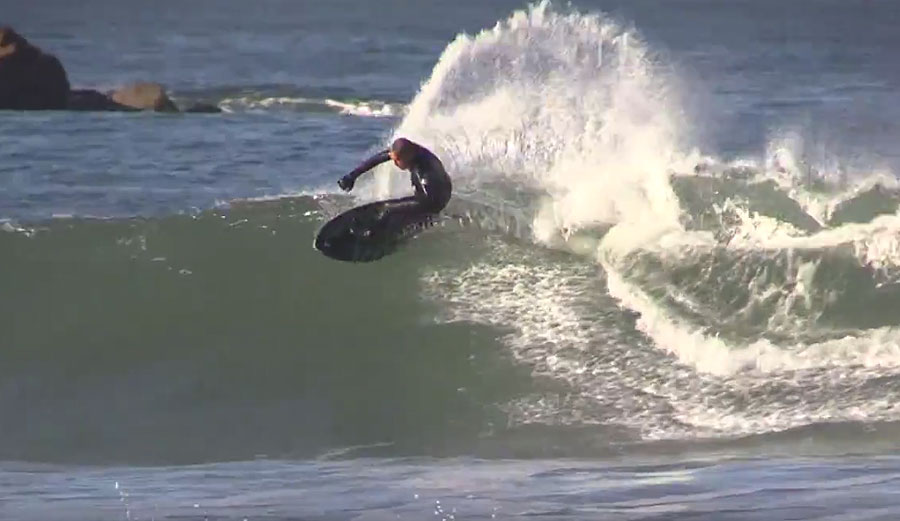 Tom Curren tacked a few fins onto a skimboard and proceeded to rip on it like only Curren can do.