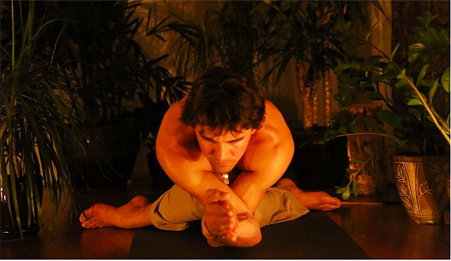 Gomukhasana (cowface/legs) and Garudasana (eagle/arms) with a forward fold.