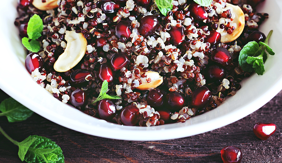 Idea: Quinoa, chickpea, and pomegranate salad. Photo: Shutterstock.