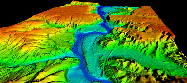 A "Digital Elevation Model" created using aerial drone data.]