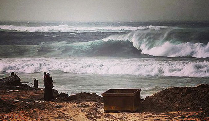  The fury of the Mediterranean arriving at the Gaza strip.  
