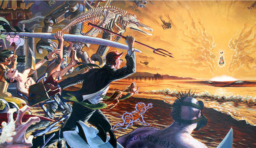 Surf rage is real. Deal with it appropriately. Art: Damian Fulton