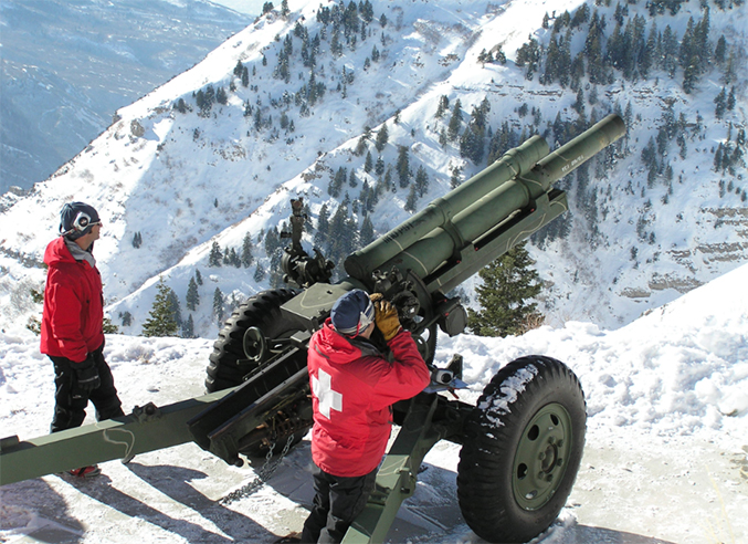 WWII-era Howitzers are still used to trigger slides miles away. Photo: UtahAdventurejournal.com