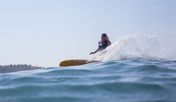 Kristy Murphy, 2005 World Longboard Champion riding her Chris Birch mini simmons. Photo Courtesy of Two Feet and Classy