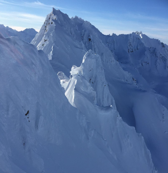"Toe-in landings are when the helicopter is hovering above a peak while reaching out to touch a tiny part of the mountain with its 'toe' to provide just enough stability for the rider to exit the aircraft."