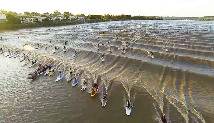the Pororoca, a tidal bore on the Amazon.