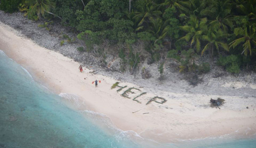 After three days on a deserted island, the men were spotted by a US Navy plane and rescued.