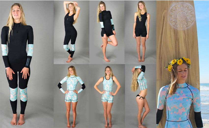 It's a wetsuit with interchangeable parts, allowing women to switch their suits without buying a whole new suit. Essentially, it's seven wetsuits in one.