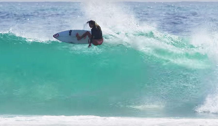 Here's a new video from Alanna Blanchard. Yup, she's wearing a small bathing suit. And yup, she's surfing well.