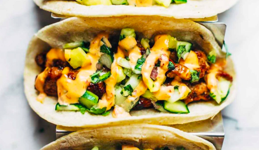 Carmelized pork taco with pineapple salsa and chili sauce. Photo: Instagram @pinchofyum.