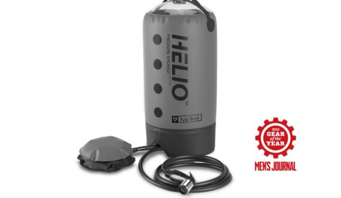 The Helio Pressure Shower pressurizes via foot pump. Photo: Nemo