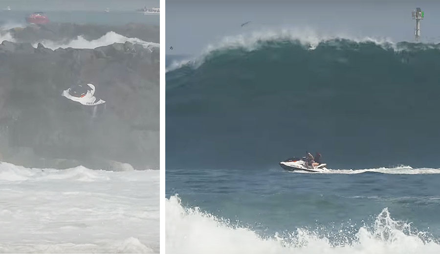 Newport Lifeguards had to rescue a couple who found themselves in a bad situation at the Wedge.
