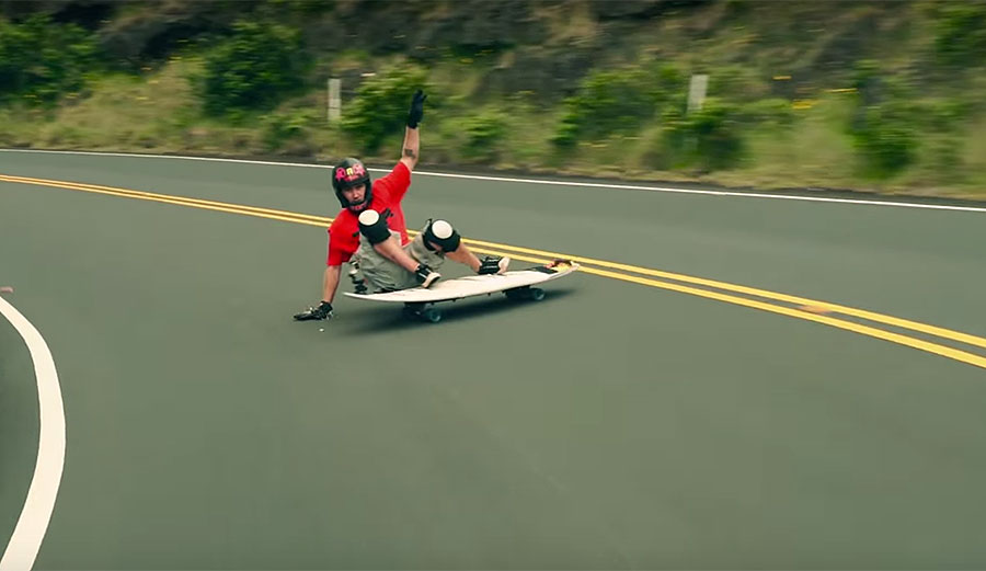 Surfing is fun. Skateboarding is fun. Skateboarding down a big hill and surfing are kind of similar, in the same way that eating and drinking are similar.