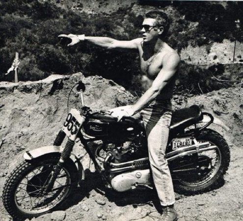 Steve McQueen on a classic desert sled. Photo: Flickr