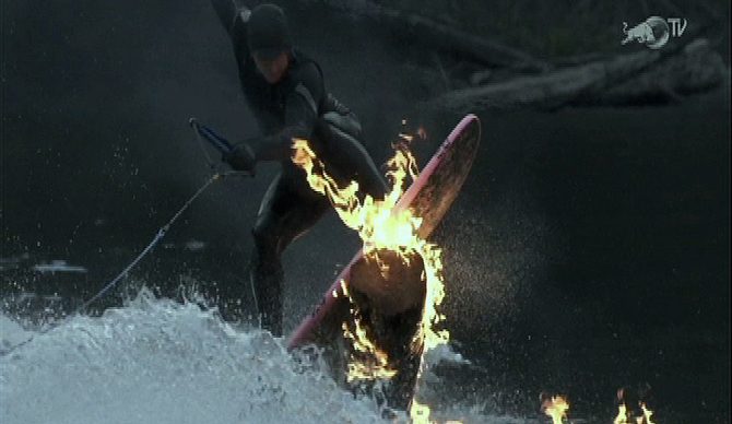 This stunt set tempers ablaze.