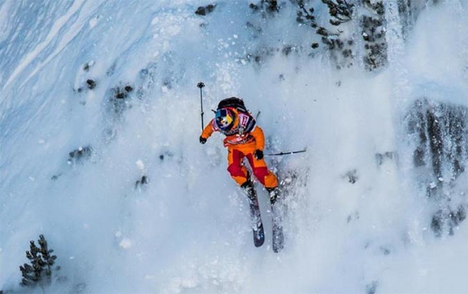 Matilda Rapaport, charging. Photo: Freerideworldtour.com