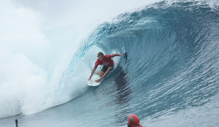 John John Florence now has the number one spot on the Jeep Leader Board. But can he hold onto it? Photo: Kelly Cestari/WSL