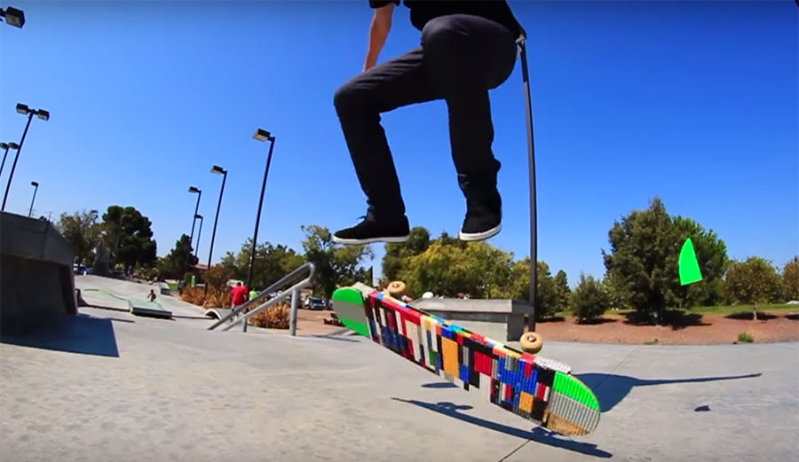 In this episode of You Make It We Skate It, one of their viewers built them a deck made from Legos. And, as one would expect, it's not the strongest