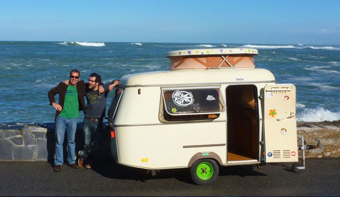Founders and cousins Philippe Garms (left) & Sylvain Garms (right) next to the official Swap & Surf Office.